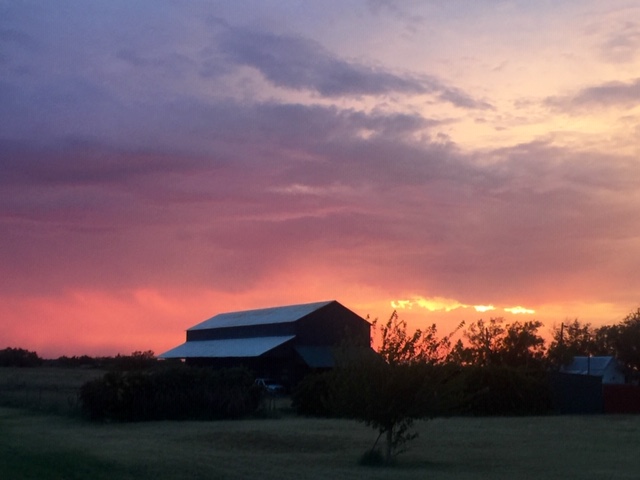 Sunset and Barn